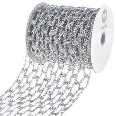 Christmas Expandable Sparkle Tinsel Wired Ribbon, 4-inch, 10-yard