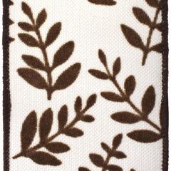 Flocked Fern Branches Faux Linen Wired Ribbon, 2-1/2-inch, 10-yard