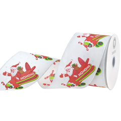 Santa on Plane Christmas Satin Wired Ribbon, 2-1/2-inch, 10-yard