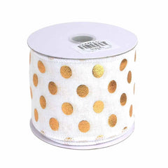 Embossed Dots Soft Canvas Ribbon Wired Edge, 10 Yards