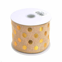 Embossed Dots Soft Canvas Ribbon Wired Edge, 10 Yards