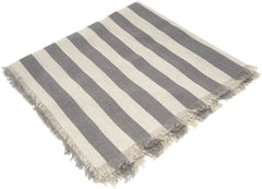 Fringed Linen Sheet w/Stripes, 19-1/2-inch x 19-1/2-inch