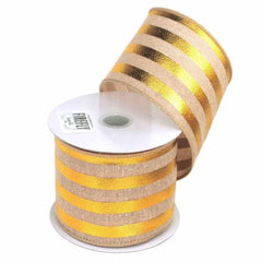 Embossed Stripes Soft Canvas Ribbon Wired Edge, 10 Yards