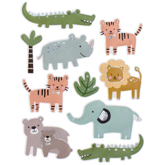 Animals Puffy Foil 3D Craft Stickers, 2-1/4-inch, 22-piece