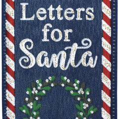 Letters to Santa Christmas Wreath Faux Linen Wired Ribbon, 2-1/2-inch, 10-yard