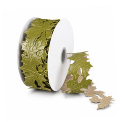 Faux Leather Fall Leaves Cutout Ribbon, 1-1/2-inch, 10-yard