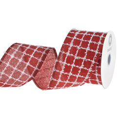 Christmas Fuzzy Checkered Plaid Faux Linen Wired Ribbon, 2-1/2-inch, 10-yard