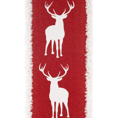 Christmas Reindeer Frizette Edge Wired Ribbon, 2-1/2-inch, 10-yard