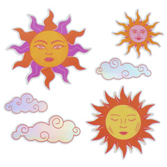 Celestial Sun Holographic Vinyl Craft Stickers, 1-3/4-inch, 12-piece