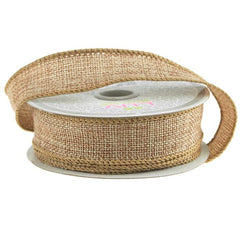 Faux Burlap Wired Edge Ribbon, 7/8-inch, 10-yard