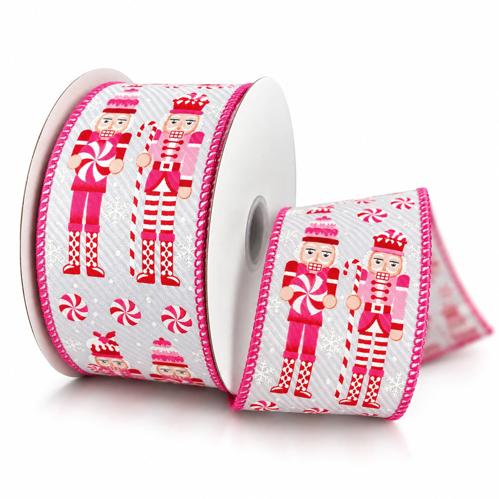 Glitter Nutcracker Christmas Wired Ribbon, 2-1/2-inch, 10-yard
