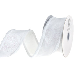 Christmas Glittered Satin Snowball Edge Wired Ribbon, 2-1/2-inch, 10-yard