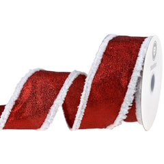 Christmas Glittered Satin Snowball Edge Wired Ribbon, 2-1/2-inch, 10-yard