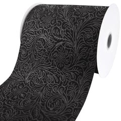 Embossed Flowers Hot Cut Edge Floral Wrap Ribbon, 6-inch, 25-yard