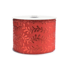 Christmas Shimmer Embossed Vines Satin Wired Ribbon, 10-yard