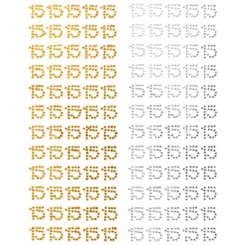 Quinceañera Number 15 Rhinestone Stickers, 5/8-inch, 60-count