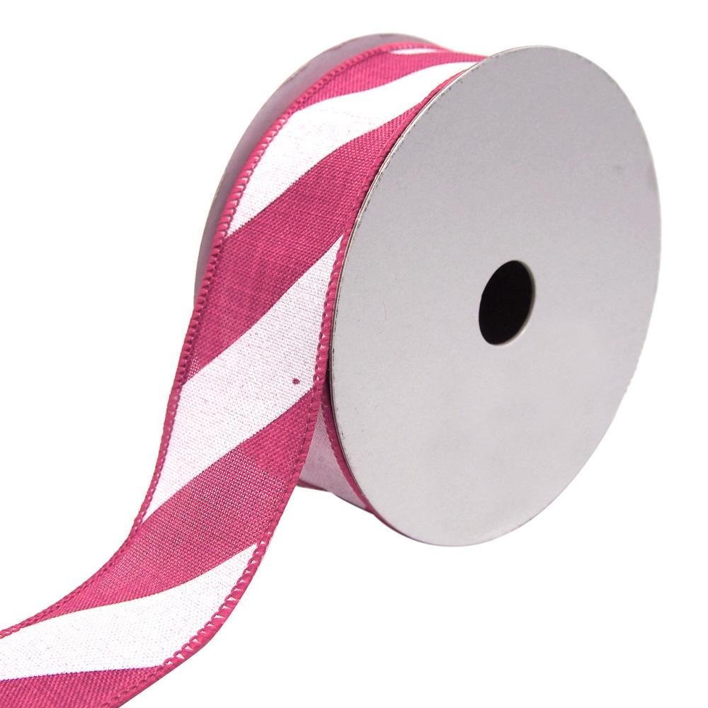 Diagonal Striped Faux Linen Nantucket Ribbon, 1-1/2-Inch, 10-Yards