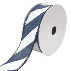 Diagonal Striped Faux Linen Nantucket Ribbon, 1-1/2-Inch, 10-Yards