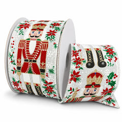Fancy Nutcracker Christmas Linen Wired Ribbon