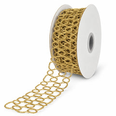 Christmas Metallic Squiggly Open Weave Wired Ribbon, 1-1/2-inch, 10-yard