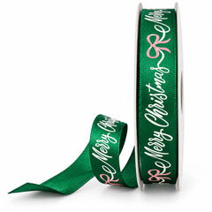 Merry Christmas Bow Satin Ribbon, 5/8-inch, 10-yard