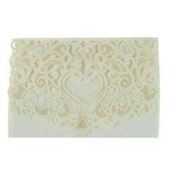 Paper Rectangular Laser-Cut Pearlescent Scroll Swirl Invitations with Heart, 7-1/4-Inch, 8 count