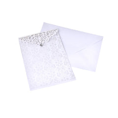 Blank Rectangular Laser Cut Lace Invitation with Rhinestone, 7-3/4-Inch, 8-Piece