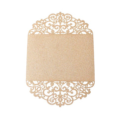 Rectangular Glitter Laser Cut Blank Invitations, 7-Inch, 8-Count