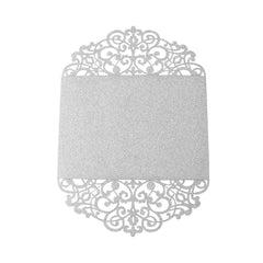 Rectangular Glitter Laser Cut Blank Invitations, 7-Inch, 8-Count