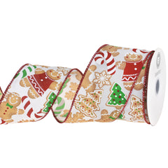 Christmas Cookie Candy Cane Satin Wired Ribbon, 2-1/2-inch, 10-yard