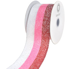 Christmas Glittered Candied Stripes Wired Ribbon, 2-1/2-inch, 10-yard