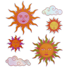 Celestial Sun Holographic Vinyl Craft Stickers, 1-3/4-inch, 12-piece