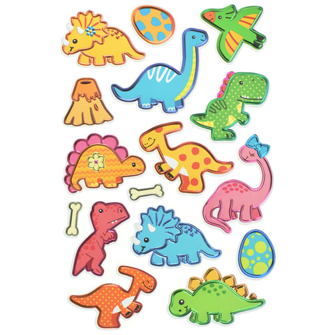 Dinosaur 3D Pop Up Foil Paper Craft Stickers, 2-inch, 16-piece