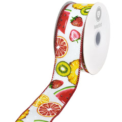 Summer Fruits Polka Dots Satin Wired Ribbon, 1-1/2-inch, 10-yard