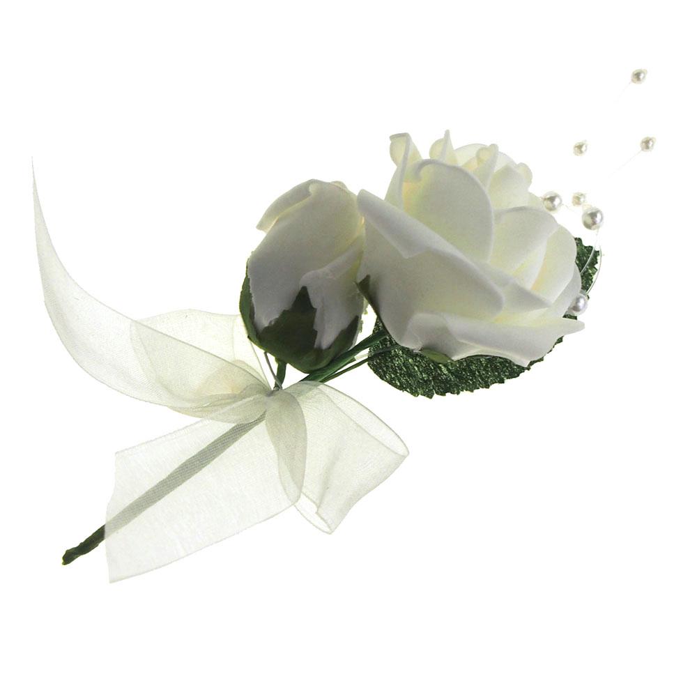 Foam Rose Flower with Pearl Beads, 5-1/2-Inch, 12-Count