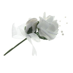 Foam Rose Flower with Pearl Beads, 5-1/2-Inch, 12-Count