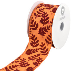 Glittered Fall Ferns Satin Wired Ribbon, 10-yard