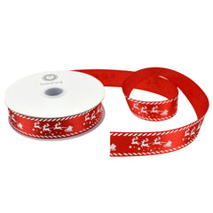 Christmas Santa Reindeer Sleigh Satin Ribbon, 10-yard