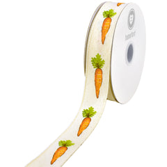 Easter Cottage Carrots Wired Ribbon, 10-yard
