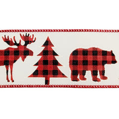 Holiday Cut Outs in Buffalo Plaid Wired Christmas Ribbon, 2-1/2-Inch, 10-Yard