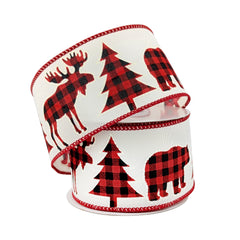 Holiday Cut Outs in Buffalo Plaid Wired Christmas Ribbon, 2-1/2-Inch, 10-Yard