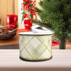 Christmas Metallic Plaid Twill Wired Ribbon, 2-1/2-inch, 10-yard