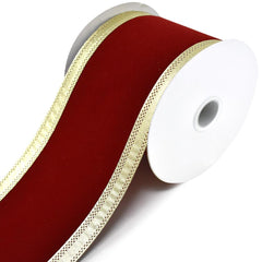 Velvet Dynasty Gold Trim Wired Christmas Holiday Ribbons