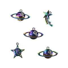 Iridescent Metallic Planets Craft Charms, 1-1/4-inch, 5-piece