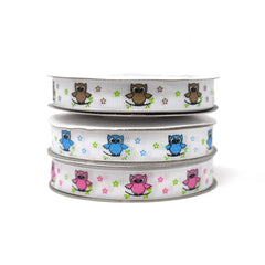 Floral Owl on Branch Grosgrain Ribbons, 25-yard