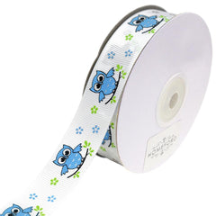Floral Owl on Branch Grosgrain Ribbons, 25-yard