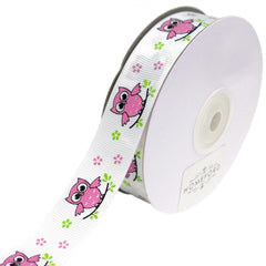Floral Owl on Branch Grosgrain Ribbons, 25-yard