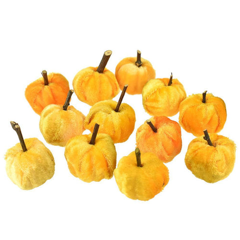 Halloween Miniature Velvet Pumpkin Bag, 12-Count