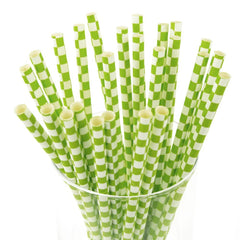 Race Car Checkered Paper Straws, 7-3/4-Inch, 25-Piece