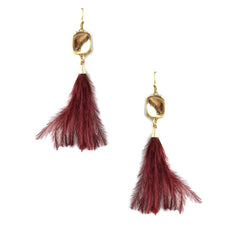 Feather Tassel Drop Earrings, 2-Inch